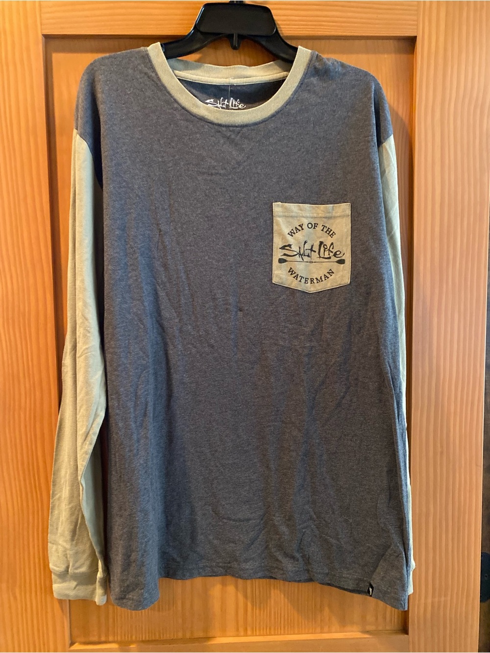 Salt Life Men’s Green/Gray Pocket Long Sleeve T-Shirt Way Of The Waterman NWT  L
